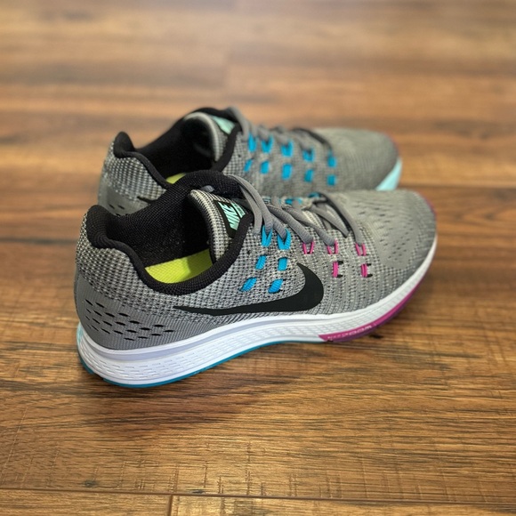 Nike Zoom Structure 19 Running Sneakers Casual Women 8 Gray Turquoise Pink - Picture 2 of 9